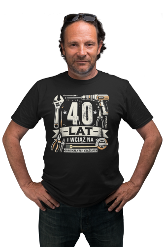 KOSZULKA PREZENT NA 40 URODZINY 40 LAT NA ORYGINALNYCH CZĘŚCIACH TORBA GRATIS 6