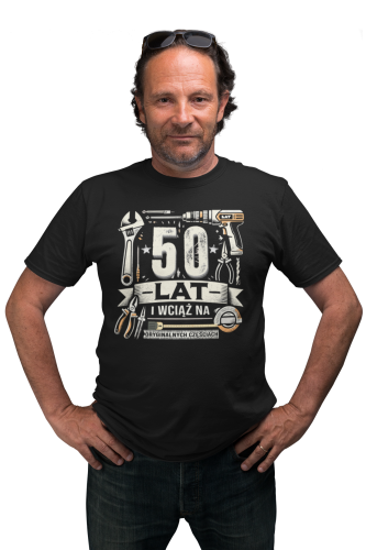 KOSZULKA PREZENT NA 50 URODZINY 50 LAT NA ORYGINALNYCH CZĘŚCIACH TORBA GRATIS 6