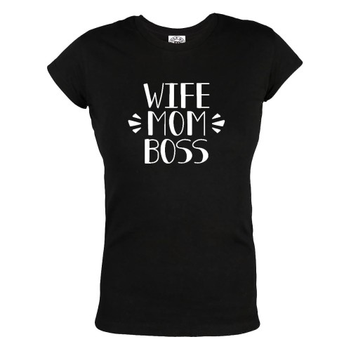 KOSZULKA DAMSKA PREZENT NA DZIEŃ MAMY WIFE, MOM, BOSS 