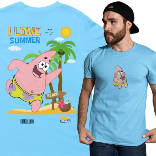 MĘSKA KOSZULKA NA LATO SPONGEBOB I LOVE SUMMER PATRYK ROZGWIAZDA 1