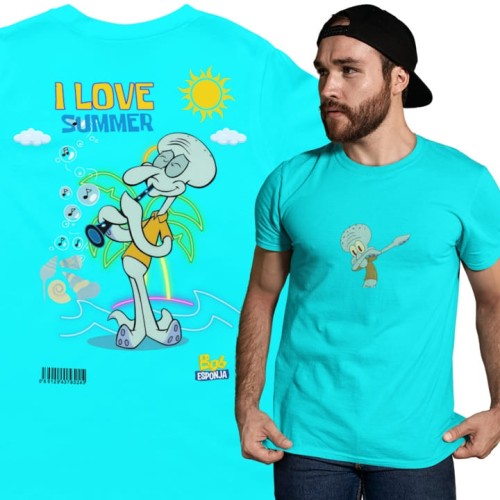 MĘSKA KOSZULKA NA LATO SPONGEBOB I LOVE SUMMER SKALMAR OBŁYNOS