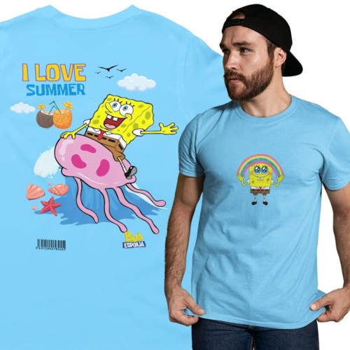 MĘSKA KOSZULKA NA LATO SPONGEBOB KANCIASTOPORTY I LOVE SUMMER 1