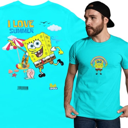MĘSKA KOSZULKA NA LATO SPONGEBOB KANCIASTOPORTY I LOVE SUMMER