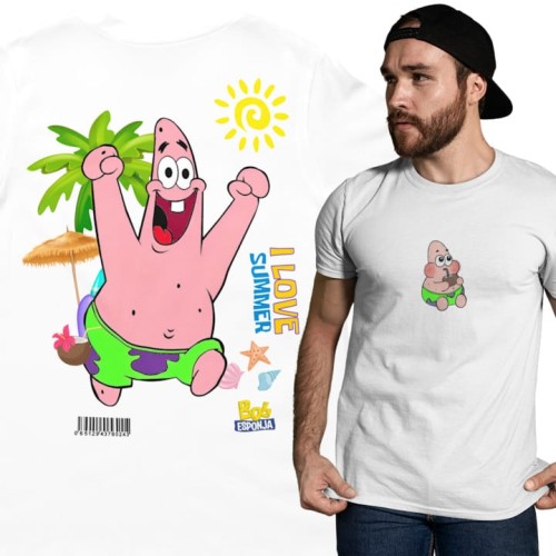 MĘSKA KOSZULKA NA LATO SPONGEBOB I LOVE SUMMER PATRYK ROZGWIAZDA 1
