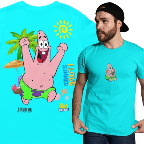 MĘSKA KOSZULKA NA LATO SPONGEBOB I LOVE SUMMER PATRYK ROZGWIAZDA