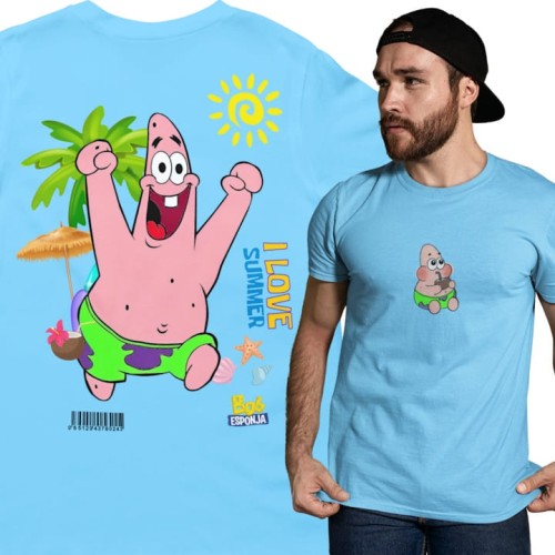 MĘSKA KOSZULKA NA LATO SPONGEBOB I LOVE SUMMER PATRYK ROZGWIAZDA
