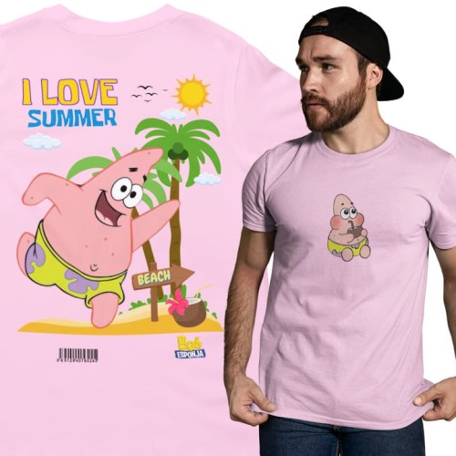 MĘSKA KOSZULKA NA LATO SPONGEBOB I LOVE SUMMER PATRYK ROZGWIAZDA 1