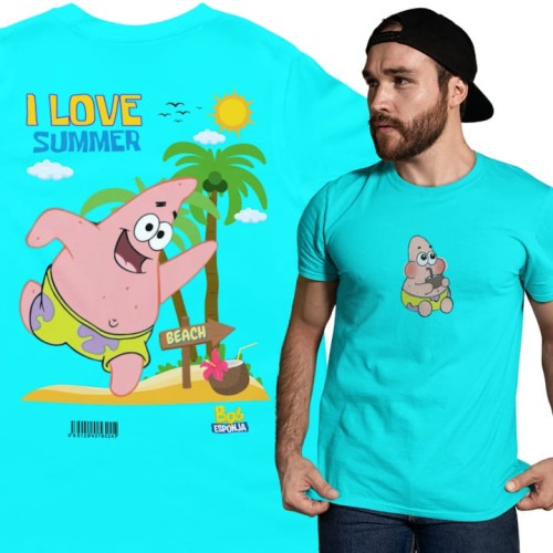 MĘSKA KOSZULKA NA LATO SPONGEBOB I LOVE SUMMER PATRYK ROZGWIAZDA
