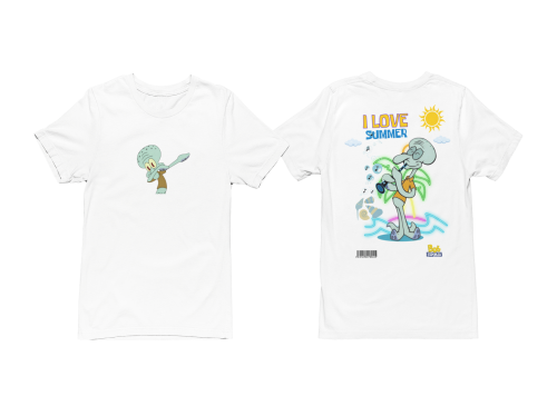 MĘSKA KOSZULKA NA LATO SPONGEBOB I LOVE SUMMER SKALMAR OBŁYNOS 2