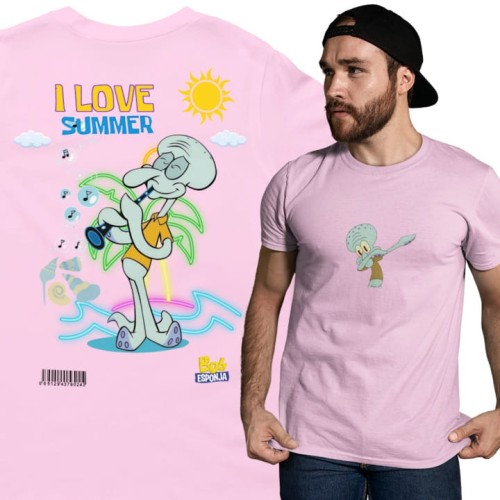 MĘSKA KOSZULKA NA LATO SPONGEBOB I LOVE SUMMER SKALMAR OBŁYNOS