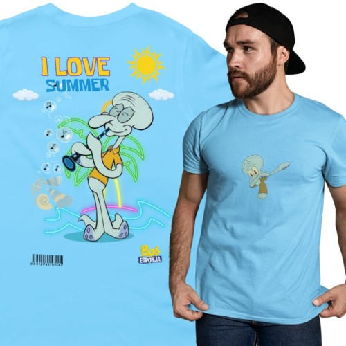 MĘSKA KOSZULKA NA LATO SPONGEBOB I LOVE SUMMER SKALMAR OBŁYNOS 1