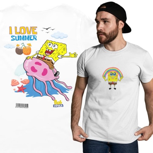 MĘSKA KOSZULKA NA LATO SPONGEBOB KANCIASTOPORTY I LOVE SUMMER 1