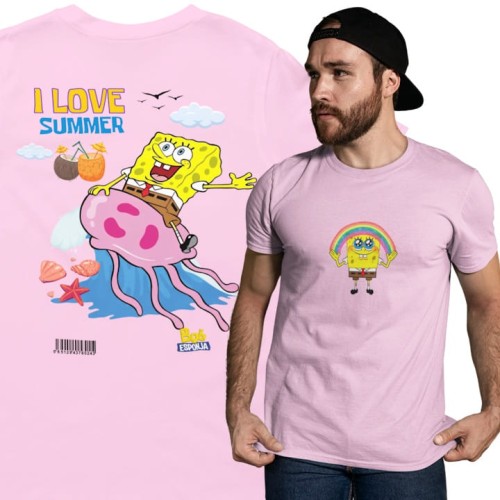 MĘSKA KOSZULKA NA LATO SPONGEBOB KANCIASTOPORTY I LOVE SUMMER