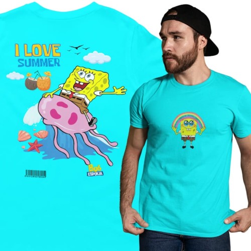 MĘSKA KOSZULKA NA LATO SPONGEBOB KANCIASTOPORTY I LOVE SUMMER