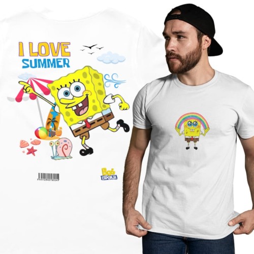 MĘSKA KOSZULKA NA LATO SPONGEBOB KANCIASTOPORTY I LOVE SUMMER 1
