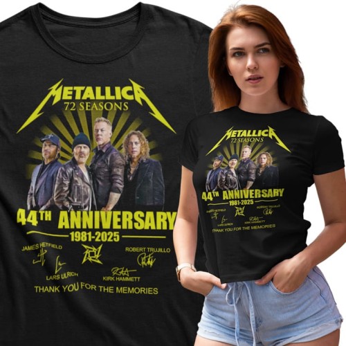 DAMSKA KOSZULKA MUZYCZNA METALLICA NA KONCERT 44 ROCZNICA ISTNIENIA ZESPOŁU 1981-2025 1