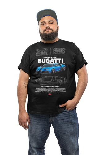 KOSZULKA MĘSKA MOTORYZACYJNA BUGATTI CHIRON PUR SPORT 3