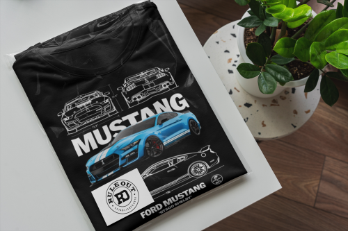 KOSZULKA MĘSKA MOTORYZACYJNA NIEBIESKI FORD MUSTANG GT500 SHELBY 6