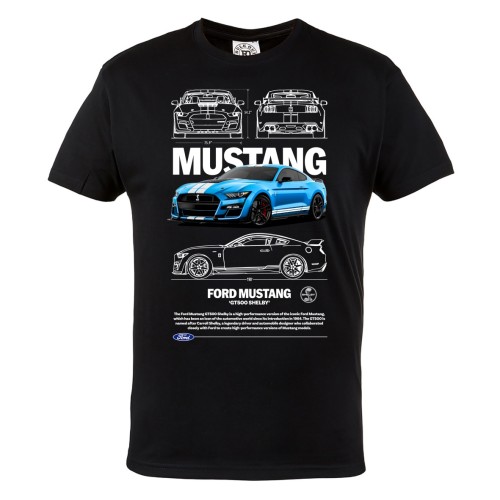 KOSZULKA MĘSKA MOTORYZACYJNA NIEBIESKI FORD MUSTANG GT500 SHELBY 2
