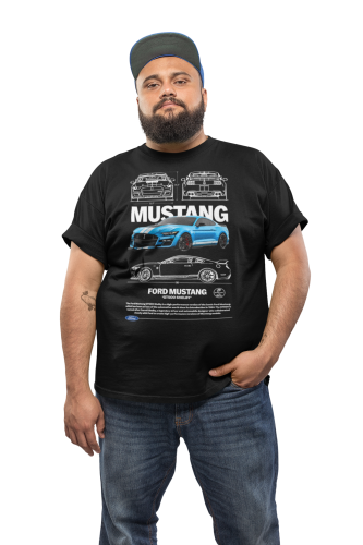 KOSZULKA MĘSKA MOTORYZACYJNA NIEBIESKI FORD MUSTANG GT500 SHELBY 3