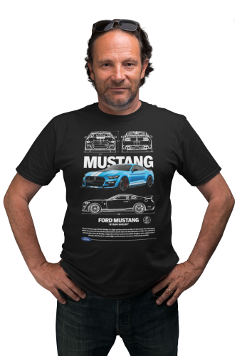 KOSZULKA MĘSKA MOTORYZACYJNA NIEBIESKI FORD MUSTANG GT500 SHELBY 5