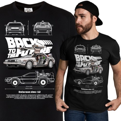 KOSZULKA MĘSKA MOTORYZACYJNA DELOREAN DMC-12 POWRÓT DO PRZYSZŁOŚCI 1
