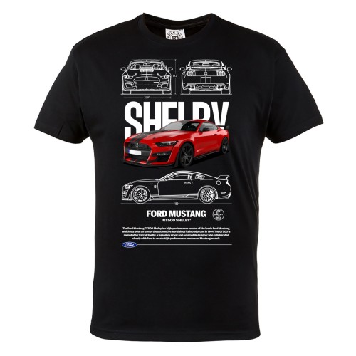 KOSZULKA MĘSKA MOTORYZACYJNA CZERWONY FORD MUSTANG GT500 SHELBY 2