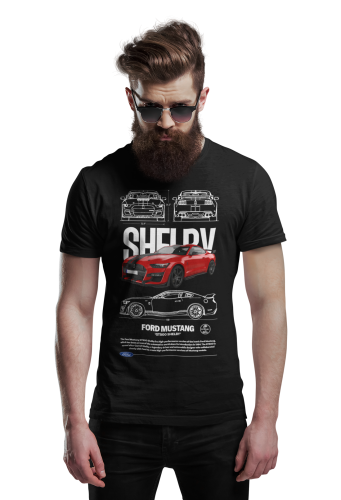 KOSZULKA MĘSKA MOTORYZACYJNA CZERWONY FORD MUSTANG GT500 SHELBY 4