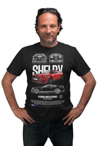 KOSZULKA MĘSKA MOTORYZACYJNA CZERWONY FORD MUSTANG GT500 SHELBY 5