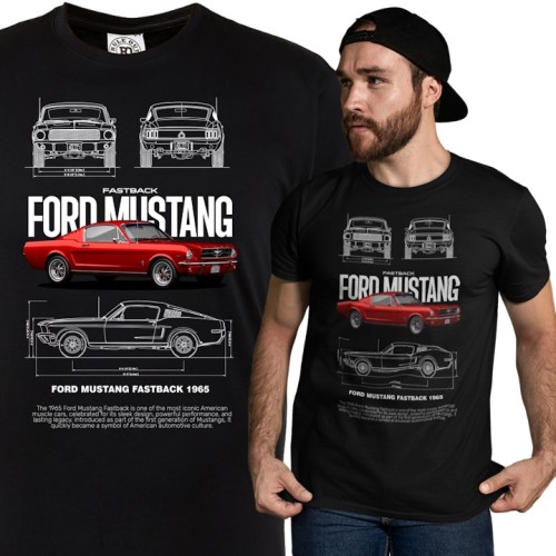 KOSZULKA MĘSKA MOTORYZACYJNA FORD MUSTANG FASTBACK 1965