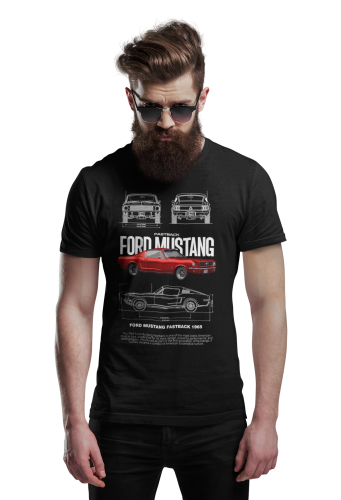 KOSZULKA MĘSKA MOTORYZACYJNA FORD MUSTANG FASTBACK 1965 4