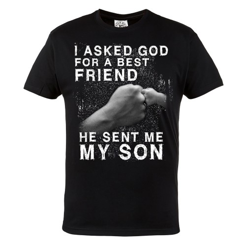 KOSZULKA MĘSKA PREZENT NA DZIEŃ OJCA I ASKED GOD FOR A BEST FRIEND HE SENT ME MY SON 