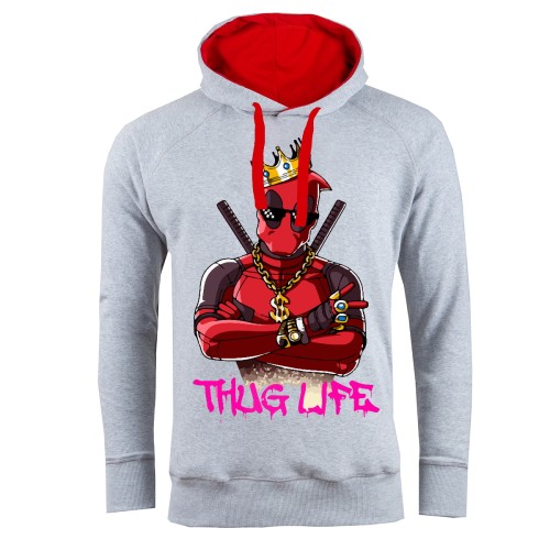 MĘSKA BLUZA Z KAPTUREM DEADPOOL THUG LIFE 