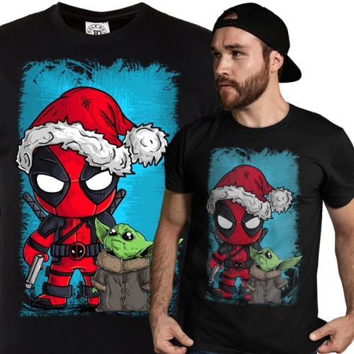 KOSZULKA ŚWIĄTECZNA MIKOŁAJ DEADPOOL BABY YODA 