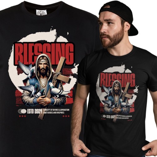 MĘSKA KOSZULKA JEZUS RELIGIJNA CHRZEŚCIJAŃSKA Z JEZUSEM 