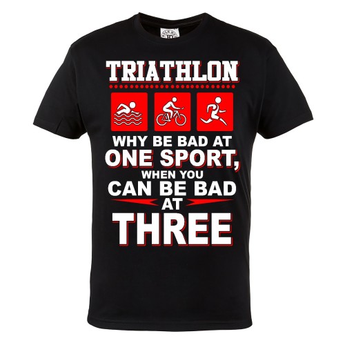 TRIATHLON KOSZULKA MĘSKA TRIATHLON ONE SPORT CAN BE BAD AT THREE 