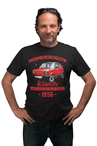 Koszulka prezent na 70 urodziny 1956 Klasyk PRL Fiat 126p torba gratis  2