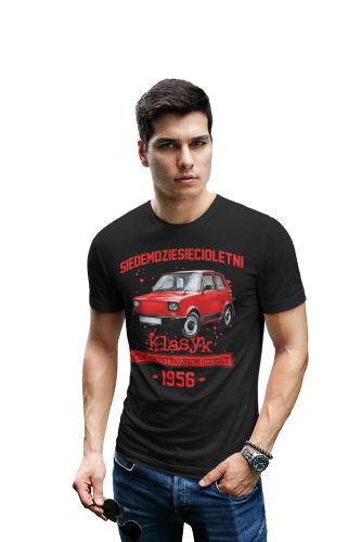 Koszulka prezent na 70 urodziny 1956 Klasyk PRL Fiat 126p torba gratis  3