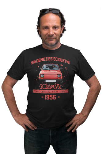 Koszulka prezent na 70 urodziny 1956 Klasyk PRL Fiat 126p torba gratis 4