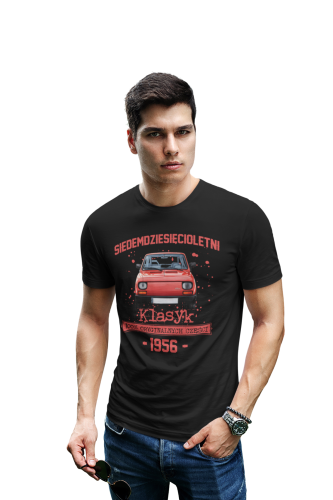 Koszulka prezent na 70 urodziny 1956 Klasyk PRL Fiat 126p torba gratis 3