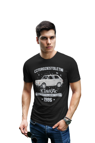 Koszulka prezent na 40 urodziny 1986 Klasyk PRL Fiat 126p torba gratis  3