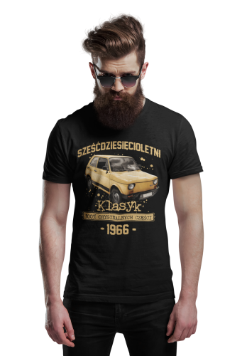 Koszulka prezent na 60 urodziny 1966 Klasyk PRL Fiat 126p torba gratis    3