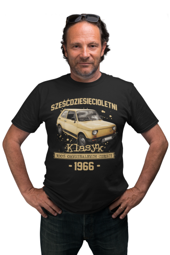 Koszulka prezent na 60 urodziny 1966 Klasyk PRL Fiat 126p torba gratis    4