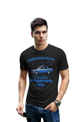 Koszulka prezent na 70 urodziny 1956 Klasyk PRL Fiat 125p torba gratis    2