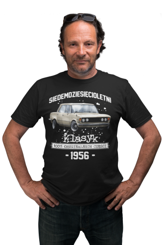 Koszulka prezent na 70 urodziny 1956 Klasyk PRL Fiat 125p torba gratis   2