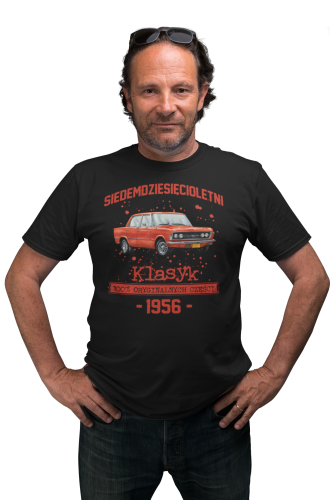 Koszulka prezent na 70 urodziny 1956 Klasyk PRL Fiat 125p torba gratis   2