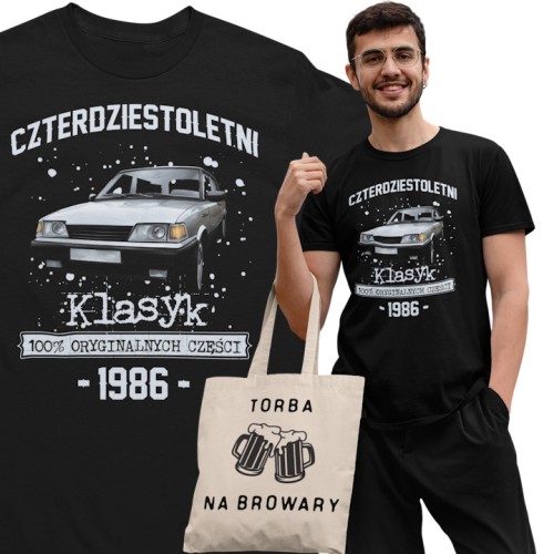 Koszulka prezent na 40 urodziny 1986 Klasyk PRL FSO Polonez torba graits 1