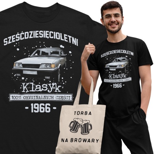 Koszulka prezent na 60 urodziny 1966 Klasyk PRL FSO Polonez torba gratis  