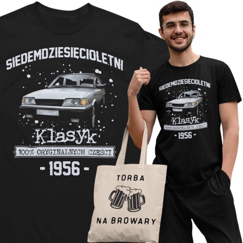 Koszulka prezent na 70 urodziny 1956 Klasyk PRL FSO Polonez  torba gratis   1