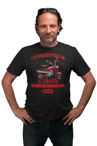 Koszulka prezent na 40 urodziny 1986 Klasyk PRL Motorynka torba graits  2